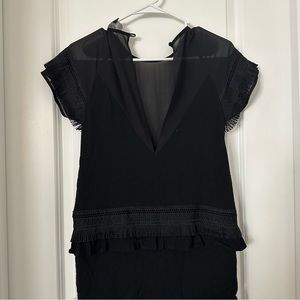 Fringe black mesh romper